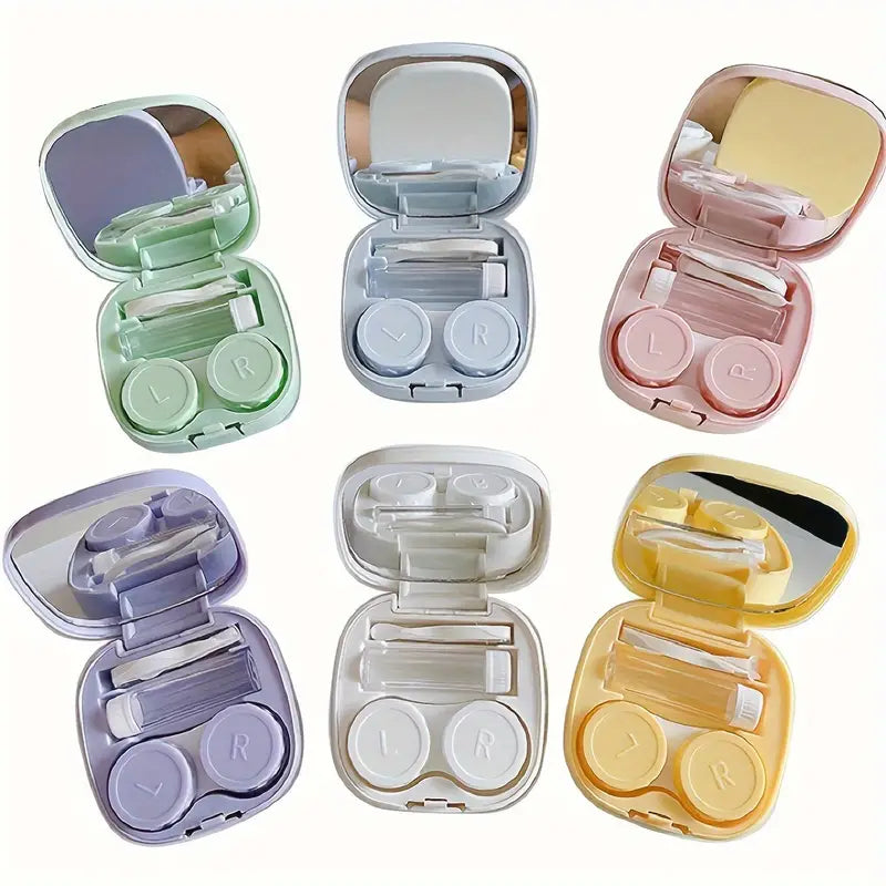 Contact Lens Case Travel Kit - Complete Set with Mirror & Tweezers