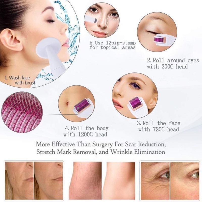 6-in-1 Derma Roller Kit - Titanium Microneedling for Face & Body