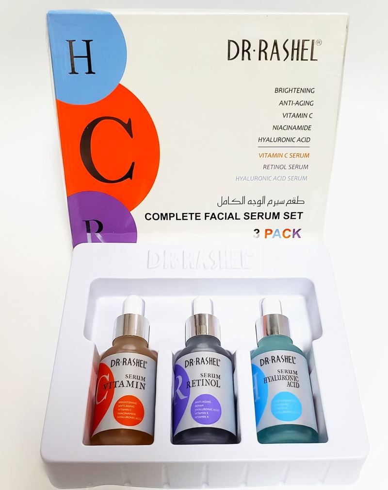 Dr Rashel Facial Serum Set 3-Pack - Vitamin C, Retinol & Hyaluronic Acid