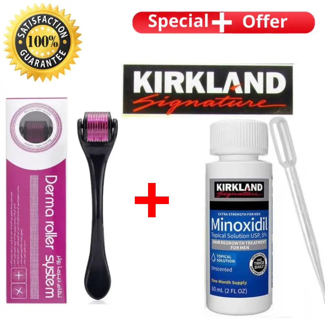 Kirkland Minoxidil 5% Hair Growth Kit with Derma Roller - Uganda