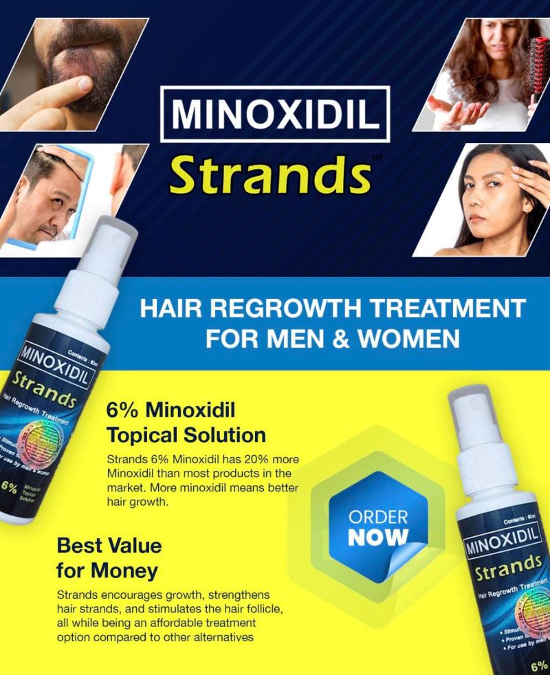 Minoxidil 6% Hair & Beard Growth Solution - Strands Topical Treatment